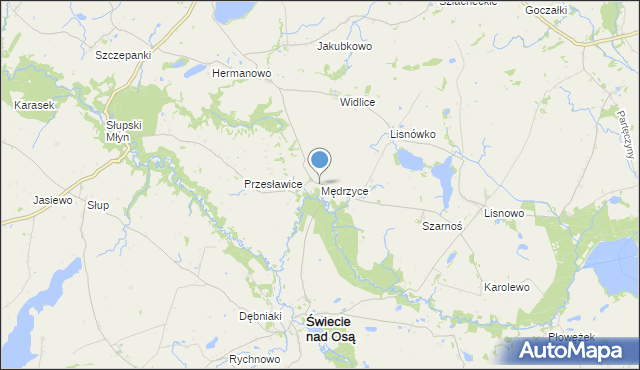 mapa Mędrzyce, Mędrzyce na mapie Targeo